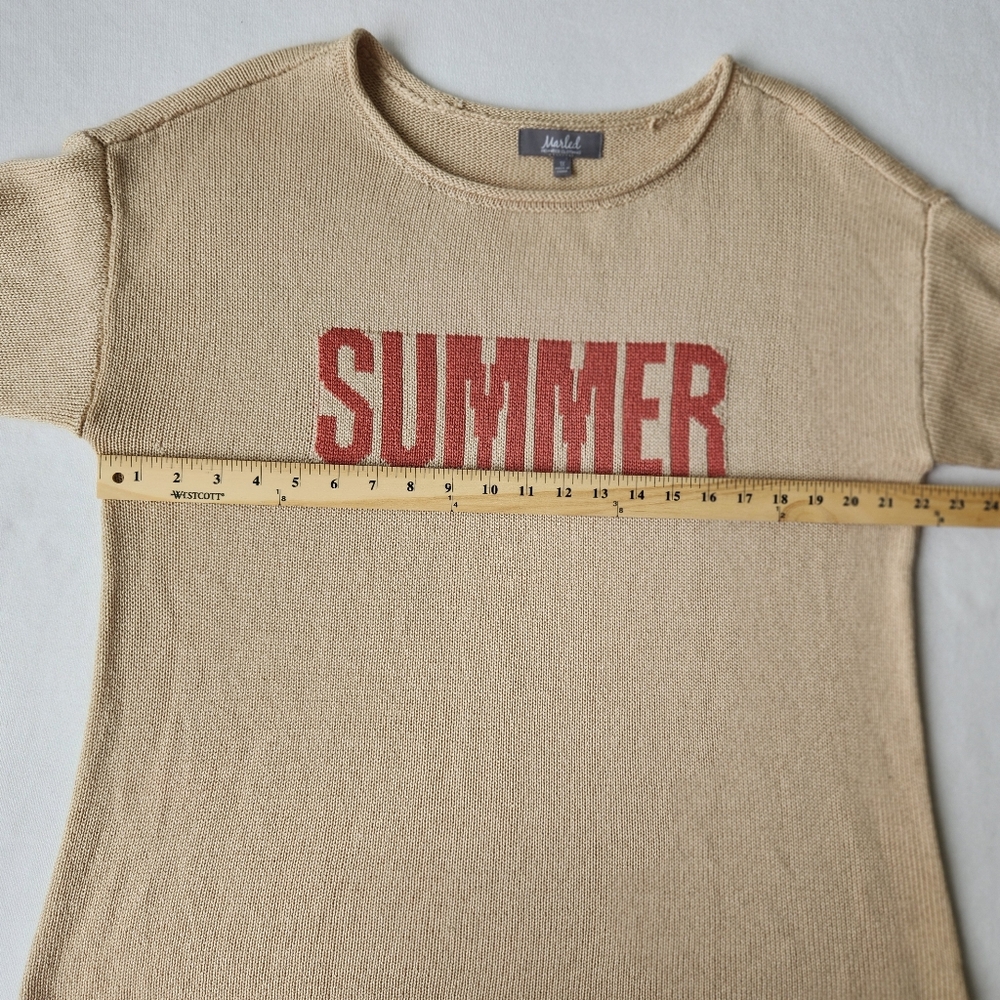 Marled Summer Graphic Sweater Resort Tan Cute Beach Vacation Cruise Size 1X - Picture 14 of 17